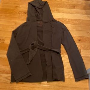 Lucky brand faded grayish brown sweat shirt material jacket.